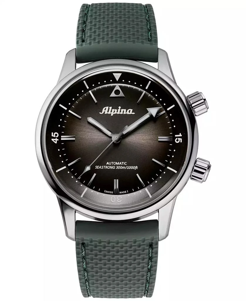 商品Alpina|Men's Swiss Automatic Seastrong Diver Green Rubber Strap Watch 42mm,价格¥14372,第1张图片