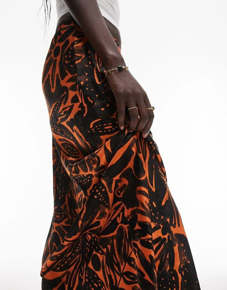 商品Topshop Tall|Topshop Tall tropical print maxi skirt in orange,价格¥188,第2张图片详细描述