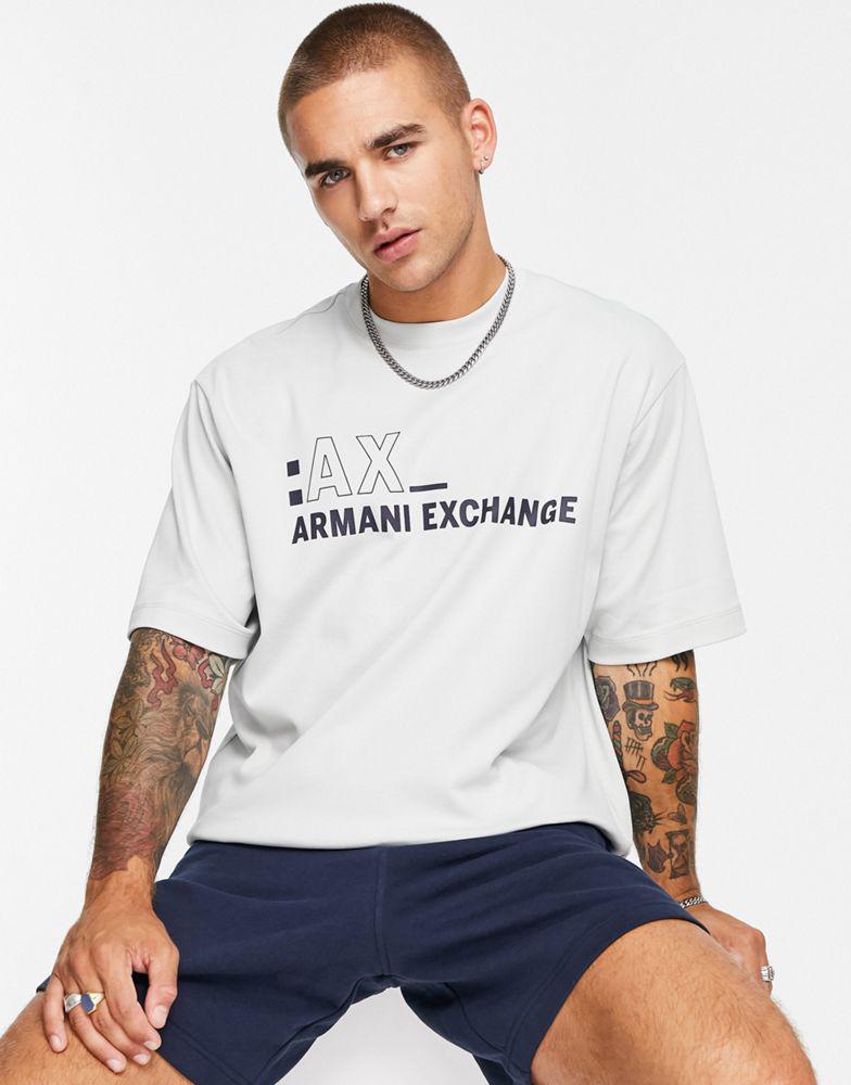 Armani Exchange oversized logo t-shirt in grey商品第1张图片规格展示