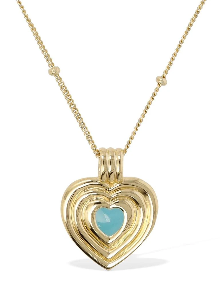 商品Missoma|Aqua Enamel Heart Pendant Necklace,价格¥926,第1张图片