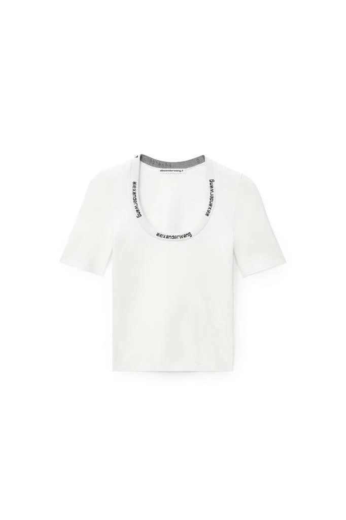 商品Alexander Wang|LOGO JACQUARD SHORT-SLEEVE TEE IN STRETCH KNIT,价格¥1275,第1张图片