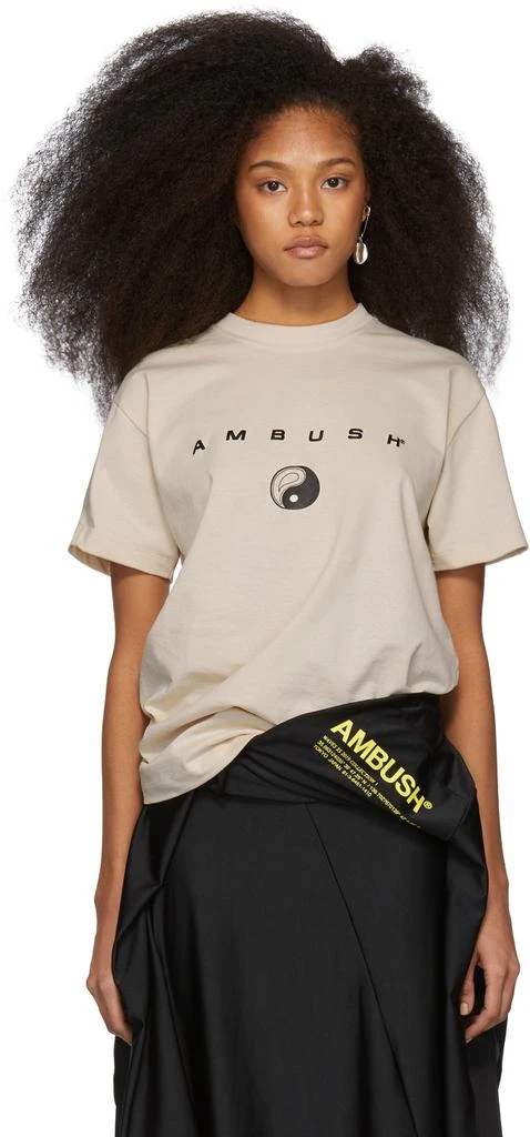 商品Ambush|SSENSE Exclusive Beige Logo T-Shirt,价格¥1211,第1张图片