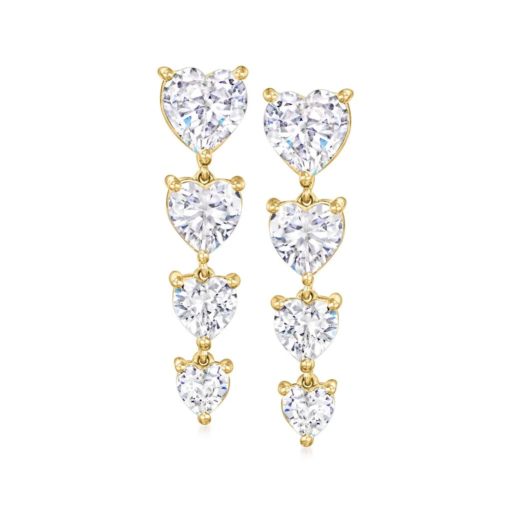 商品Ross-Simons|Ross-Simons CZ Heart Linear Drop Earrings in 18kt Gold Over Sterling,价格¥708,第1张图片