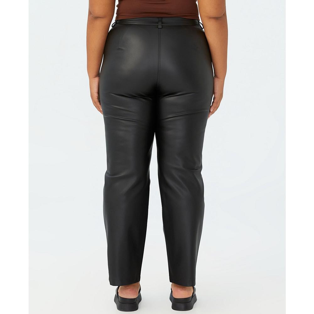 Trendy Plus Size Arlow Straight Leather Pants商品第2张图片规格展示