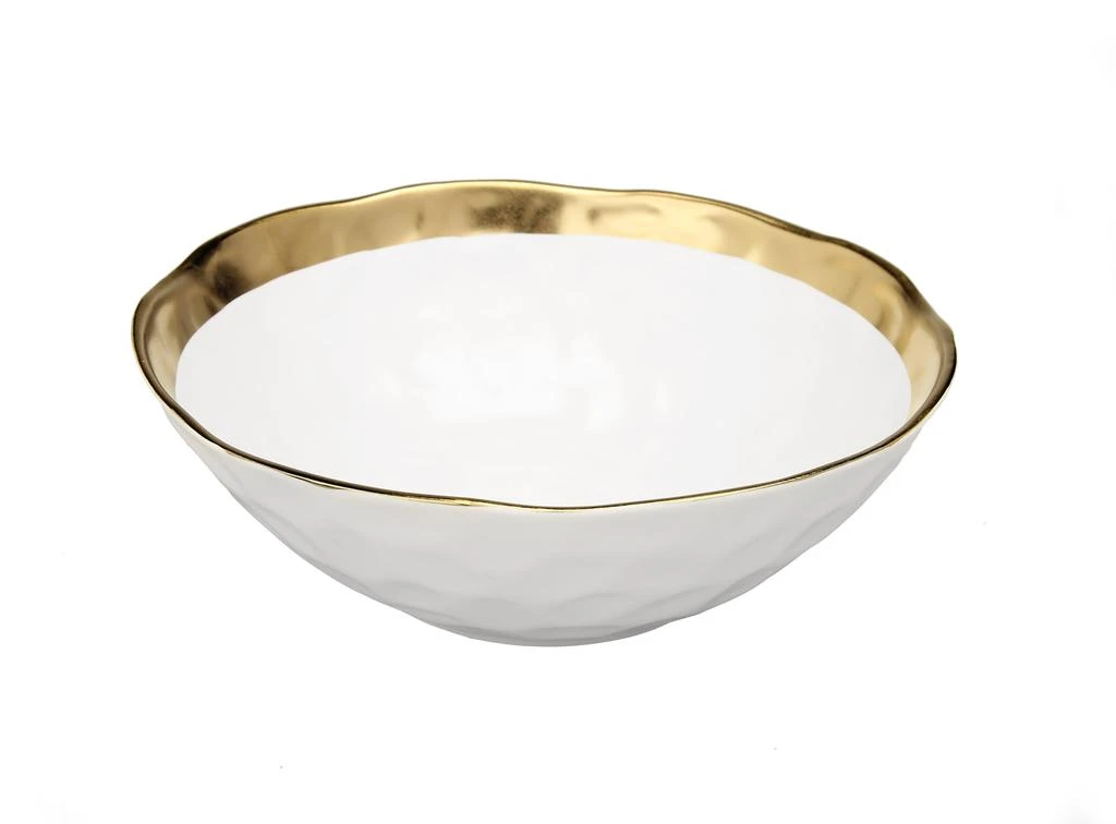 Classic Touch Decor White Porcelain Bowl with Gold Rim 1