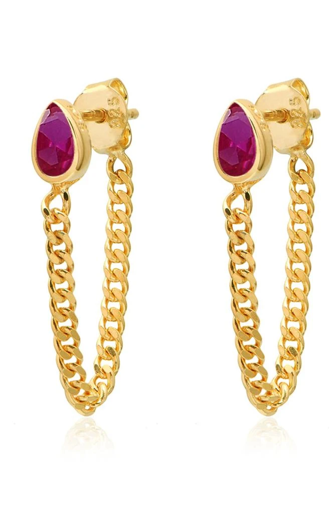 商品Gabi Rielle|GABBI RIELLE 14K Gold Plated Sterling Silver & Pink Sapphire Chain Drop Earrings,价格¥242,第1张图片