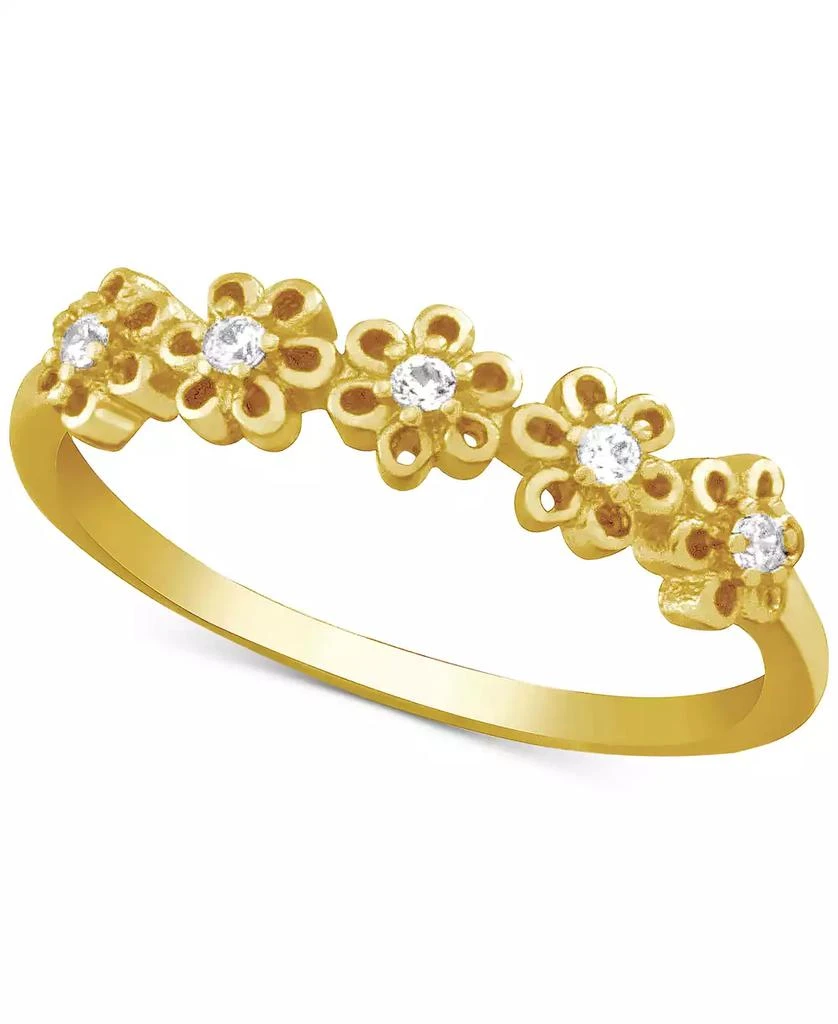 商品Essentials|Cubic Zirconia Flower Ring in Gold-Plate,价格¥94,第1张图片