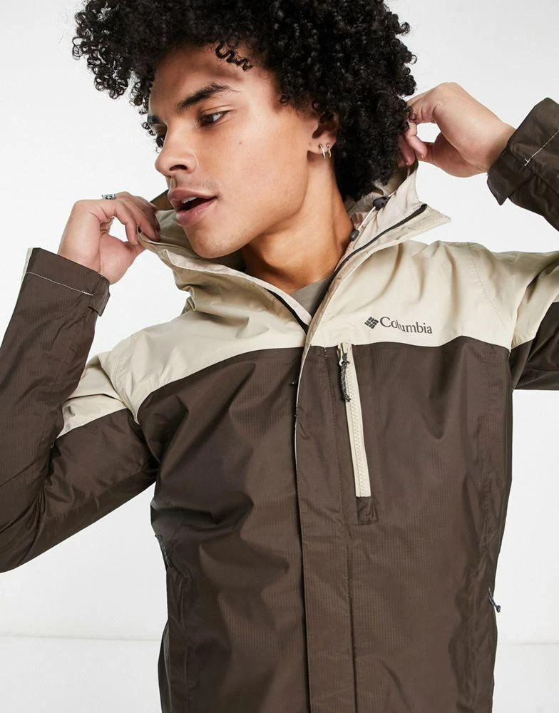 商品Columbia|Columbia Pouring Adventure waterproof jacket in brown and stone,价格¥750,第3张图片详细描述