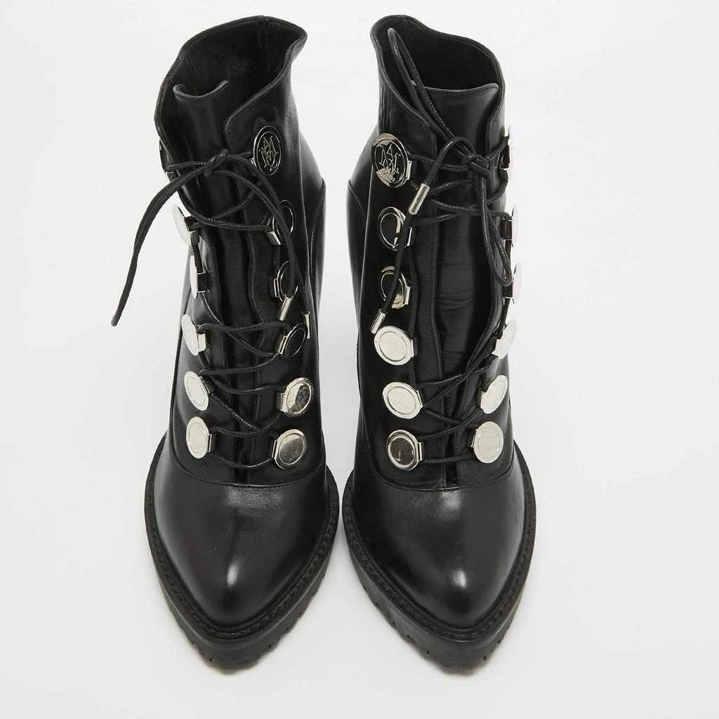 商品[二手商品] Alexander McQueen|Alexander McQueen Black Leather Lace Up Platform Ankle Boots Size 40,价格¥3163,第3张图片详细描述
