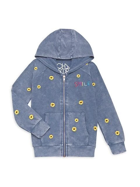 商品Chaser|Little Girl's Mineral Wash Daisy Zip-Up Hoodie,价格¥254,第1张图片