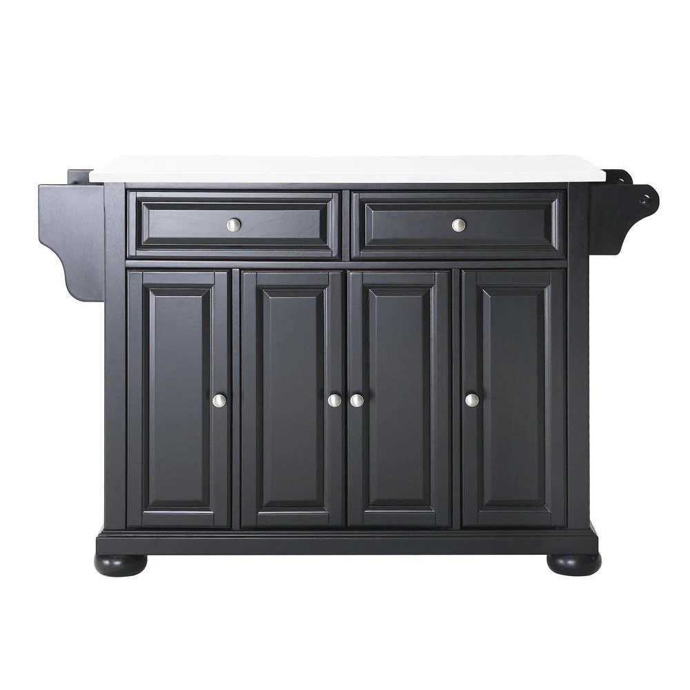 商品Crosley Furniture|Alexandria Stone Top Full Size Kitchen Island/Cart Black/White,价格¥5442,第4张图片详细描述