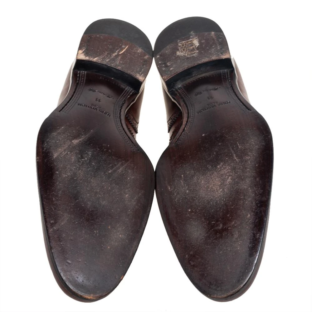  Louis Vuitton Brown Leather Tassel  Brogue Detail Loafers Size 45 商品