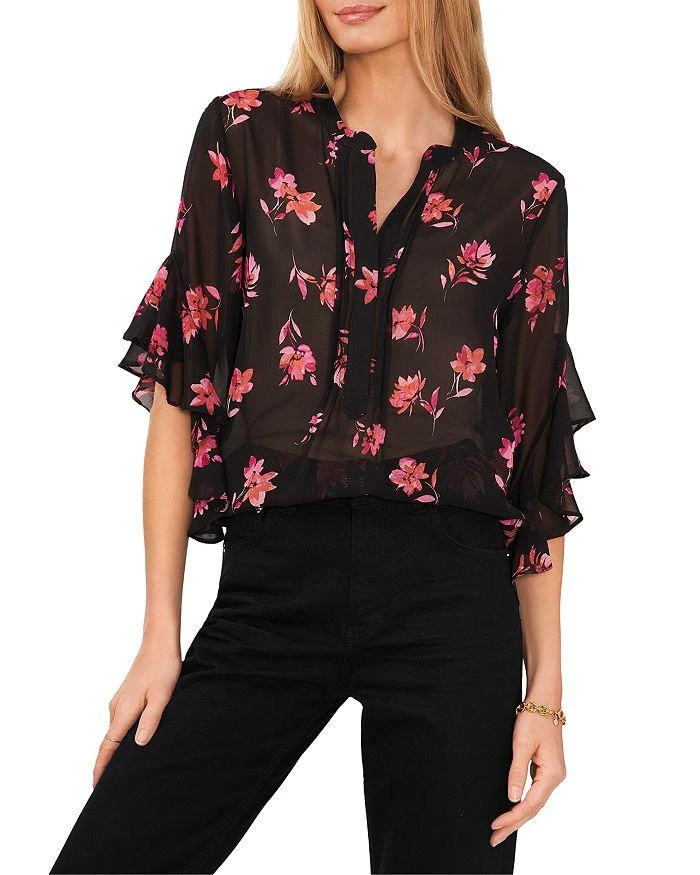商品Vince Camuto|Floral Print Ruffled Sleeve Top,价格¥299,第1张图片