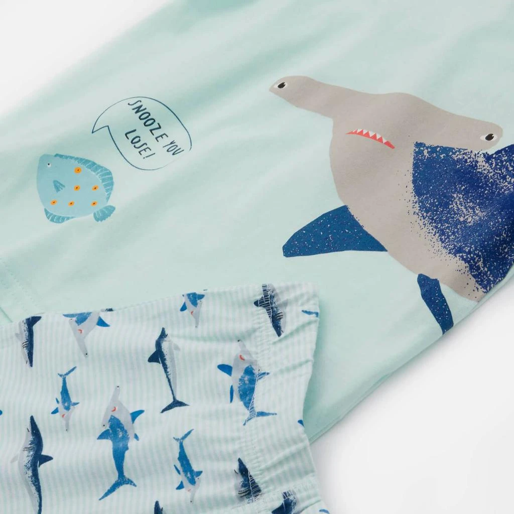 商品Joules|Joules Kids' Shorts Sleeve Pj Set - Green Shark Stripe,价格¥67,第3张图片详细描述