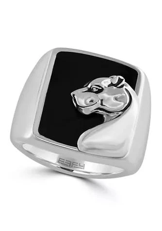 商品Effy|Mens 7.9 Ct. T.w. Onyx Tag Pendant Necklace In Sterling Silver,价格¥971,第1张图片