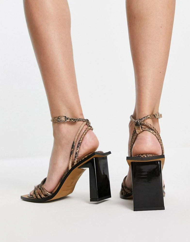 商品Topshop|Topshop Rana premium leather two part heeled sandal in snake,价格¥381,第3张图片详细描述
