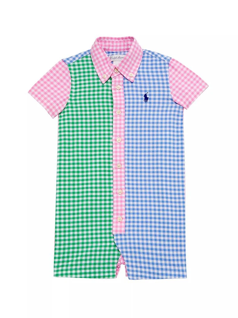 商品Ralph Lauren|Baby Boy's Gingham Colorblock Romper,价格¥248,第1张图片