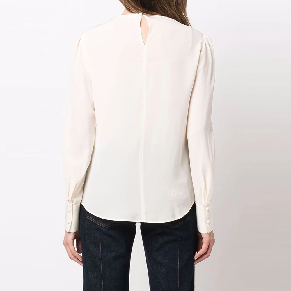 CHLOE' 女士白色圆领长袖衬衫 C22SHT23-004-115 商品