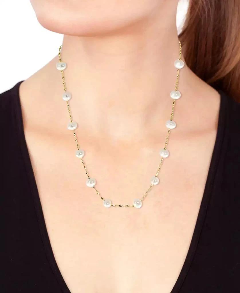 商品Effy|EFFY® Cultured Freshwater Pearl Station 18" Necklace in 14k Gold (5-1/2mm),价格¥4628,第2张图片详细描述