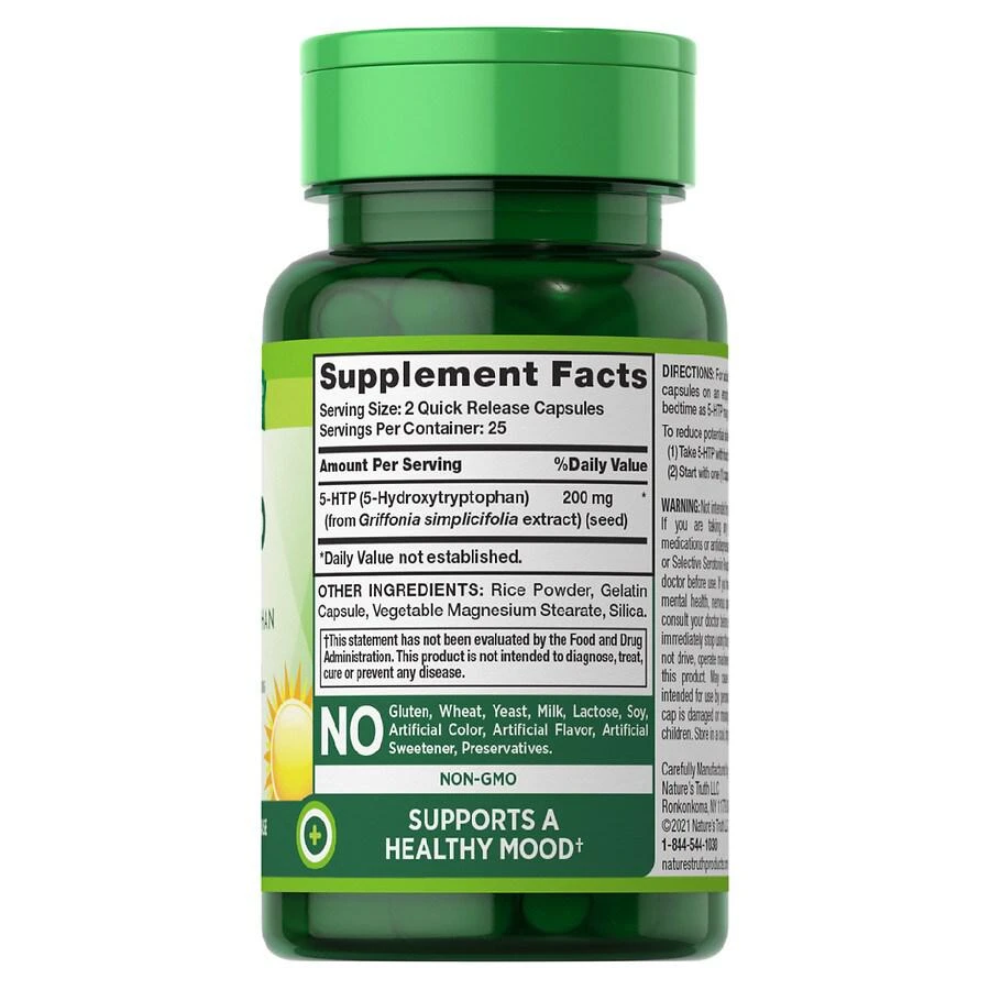 商品Nature's Truth|5-HTP (5-Hydroxytryptophan) 200 mg, Capsules,价格¥112,第3张图片详细描述