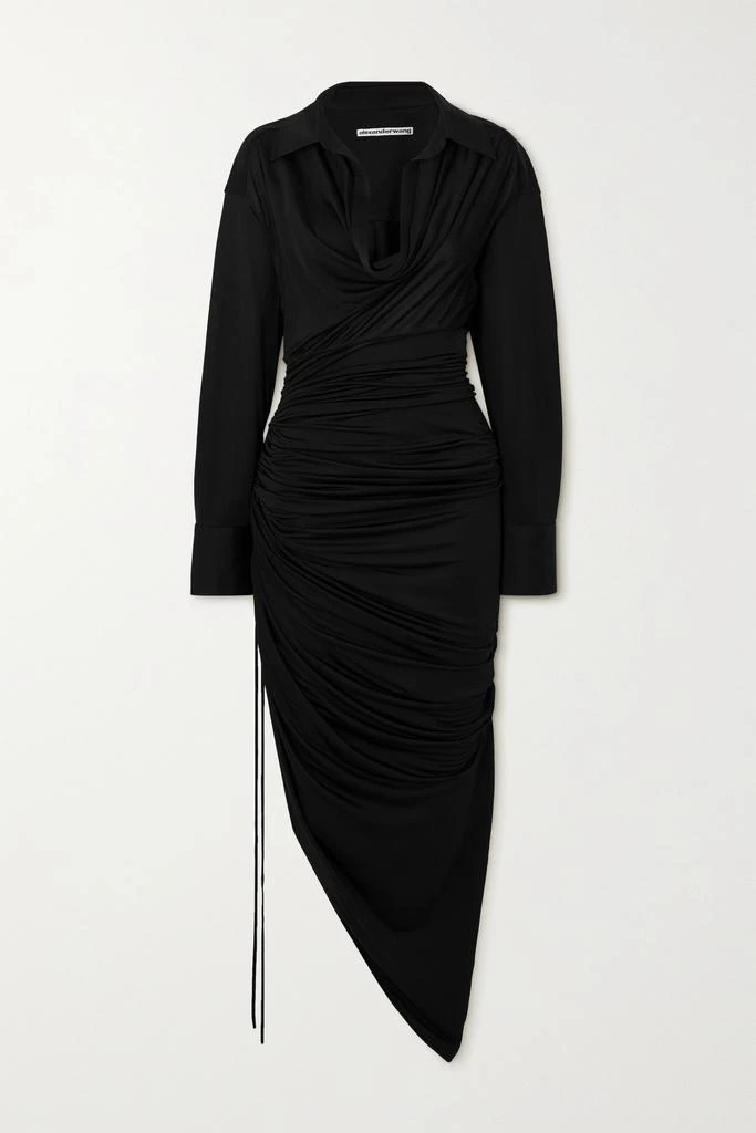商品Alexander Wang|不对称垂坠弹力平纹布中长连衣裙  - US0,价格¥3101,第1张图片