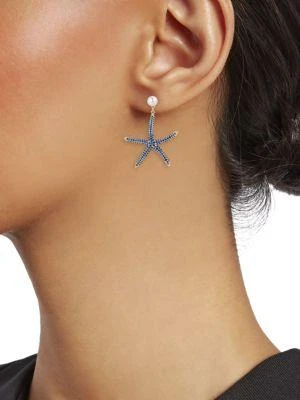 商品Eye Candy LA|Luxe Goldtone, Faux Pearl & Cubic Zirconia Starfish Drop Earrings,价格¥364,第2张图片详细描述