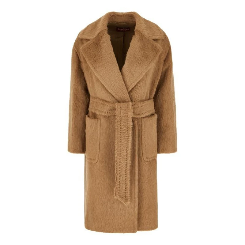 商品Max Mara|MAX MARA 'S  24年款女士羊驼毛混纺双排扣插肩袖翻领大衣,价格¥4584,第1张图片