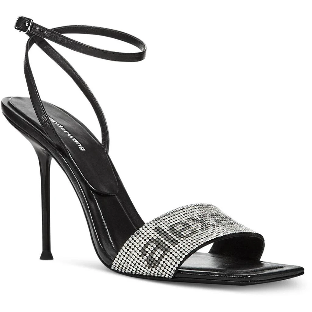 商品Alexander Wang|Alexander Wang Womens Julie Ankle Strap Crystal Logo Leather Logo Heels,价格¥2411,第1张图片