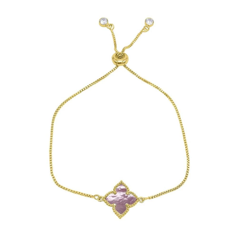 商品ADORNIA|Four Point Flower Bolo Bracelet Pink Mother of Pearl gold,价格¥440,第1张图片