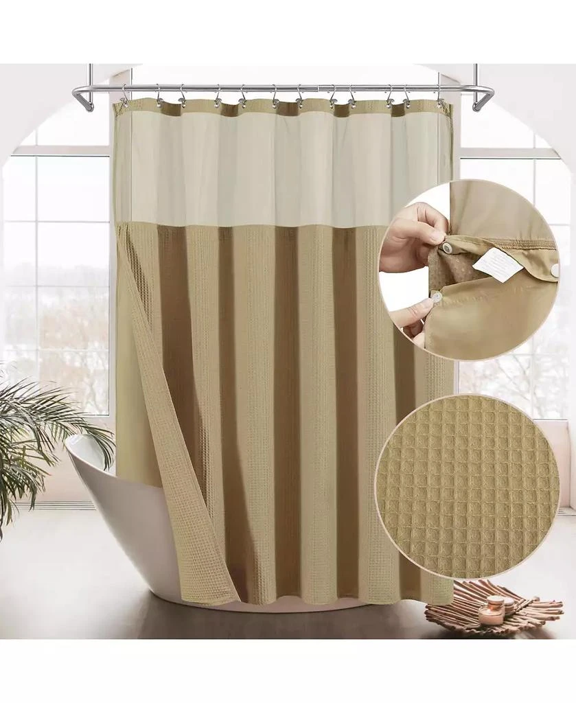 商品Awesome Home|Cotton Blend Soft Waffle Weave Shower Curtain with Snap in Liner, 72"X84",价格¥415,第1张图片