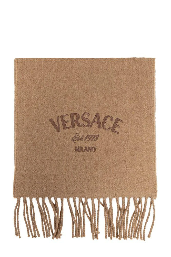 商品Versace|Versace Logo-Embroidered Fringed Scarf,价格¥2002,第1张图片