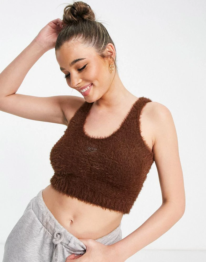 商品Reebok|Reebok cosy fluffy bralette in brown,价格¥94,第1张图片