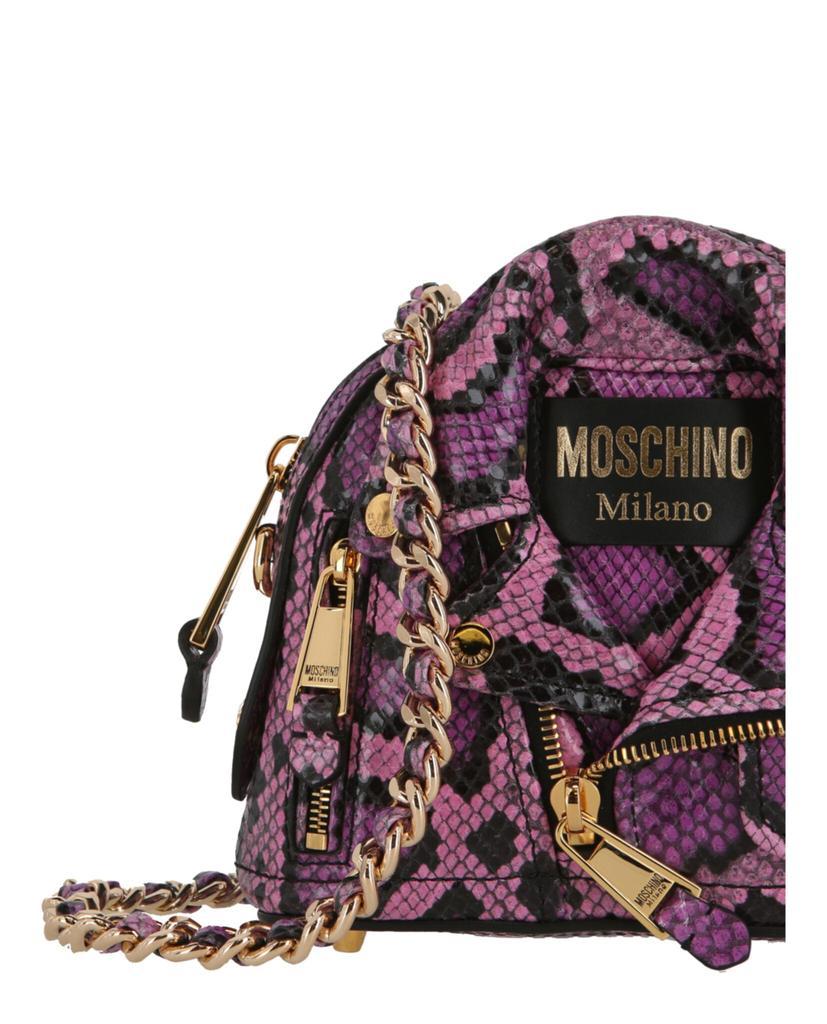 商品Moschino|Snakeskin Leather Biker Crossbody Bag,价格¥7090,第5张图片详细描述