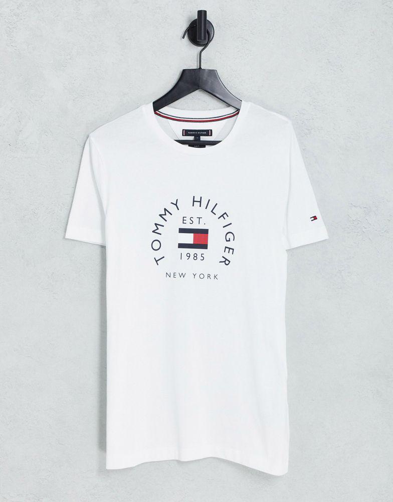 Tommy Hilfiger flag arch logo cotton t-shirt in white商品第1张图片规格展示