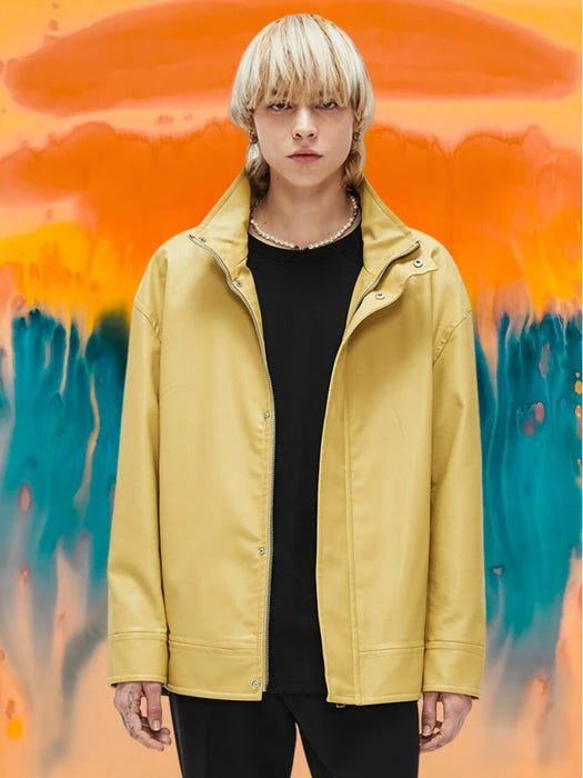 商品ADD|Cropped Leather Blouson Yellow,价格¥1389,第1张图片