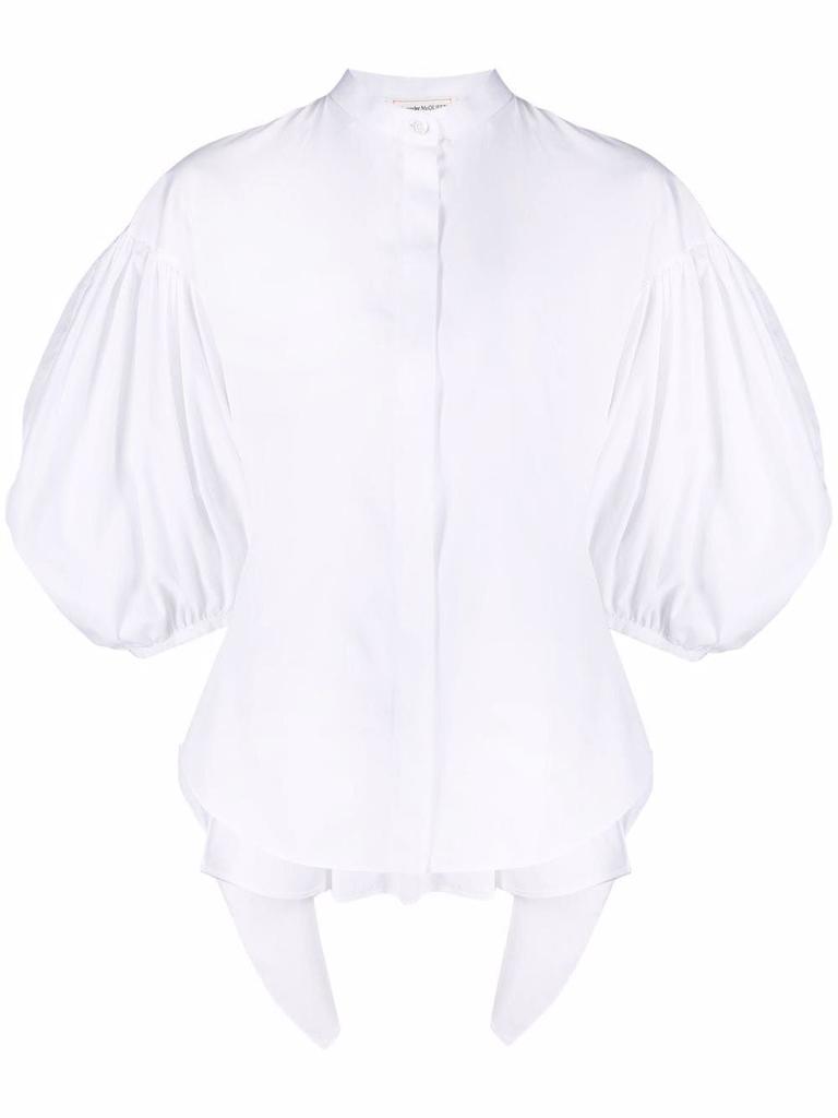 Alexander Mcqueen Women's  White Cotton Top商品第1张图片规格展示
