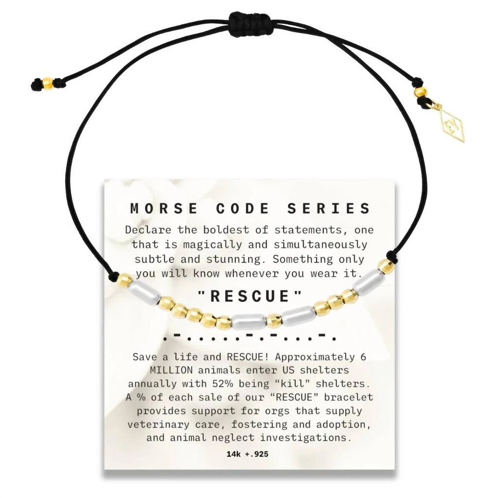 商品Elliot Young|Women's "morse Code" Series Rescue Cord Bracelet In Gold,价格¥1575,第1张图片