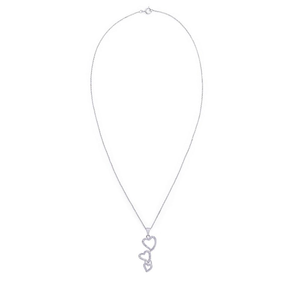 Diamond Accent Silver-plated Triple Heart Pendant Necklace商品第2张图片规格展示