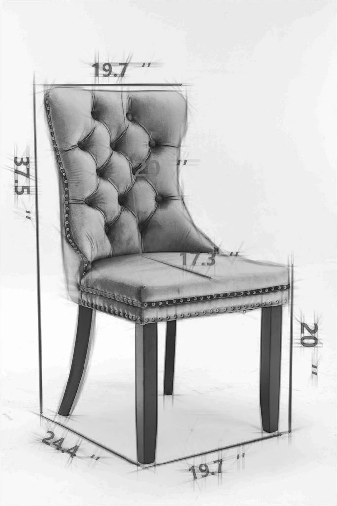 商品Streamdale Furniture|Streamdale Contemporary Velvet Dining Chairs,价格¥2543,第3张图片详细描述