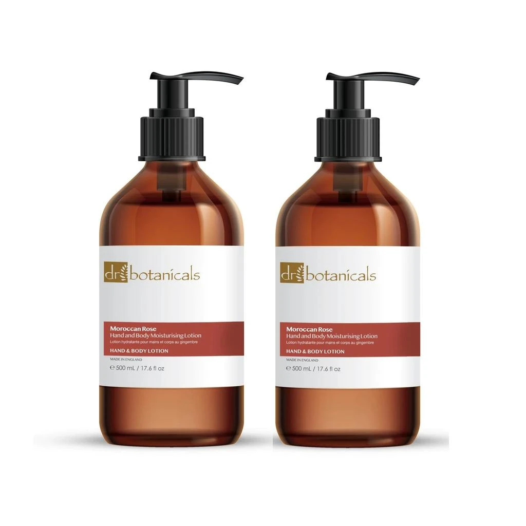 商品Dr. Botanicals|Moroccan Rose Hand & Body Moisturizing Lotion 500ml Twin Value Savings Pack,价格¥180,第1张图片