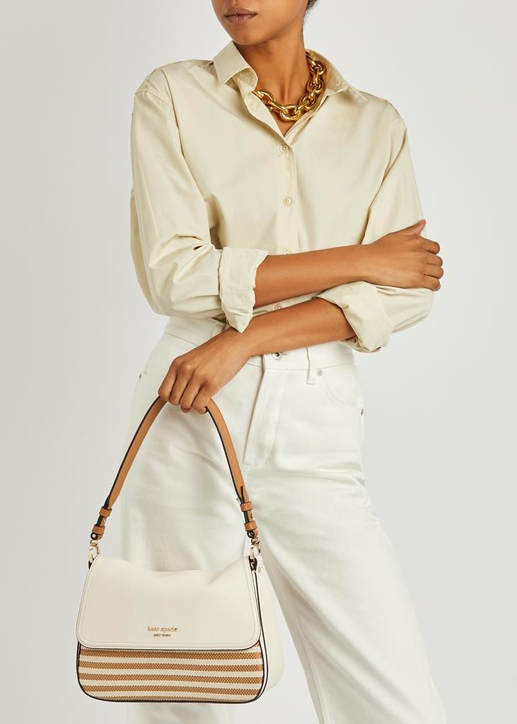 商品Kate Spade|Hudson ivory striped leather shoulder bag,价格¥2638,第7张图片详细描述