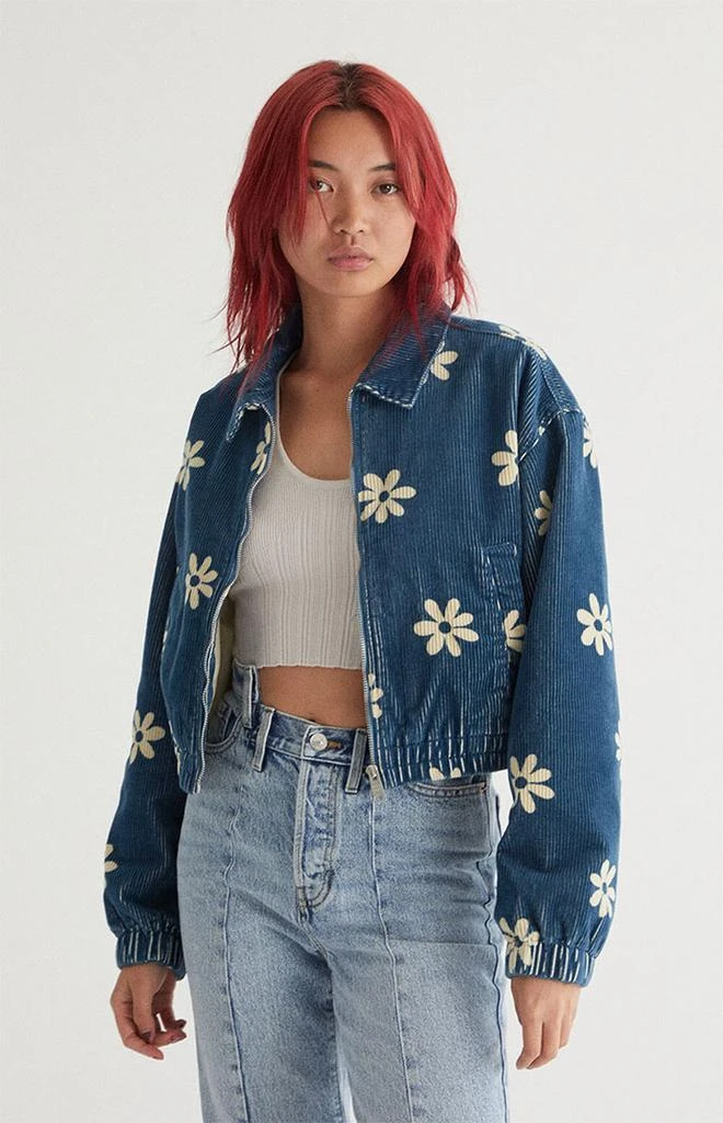 商品PacSun|Navy Floral Cropped Jacket,价格¥175,第1张图片