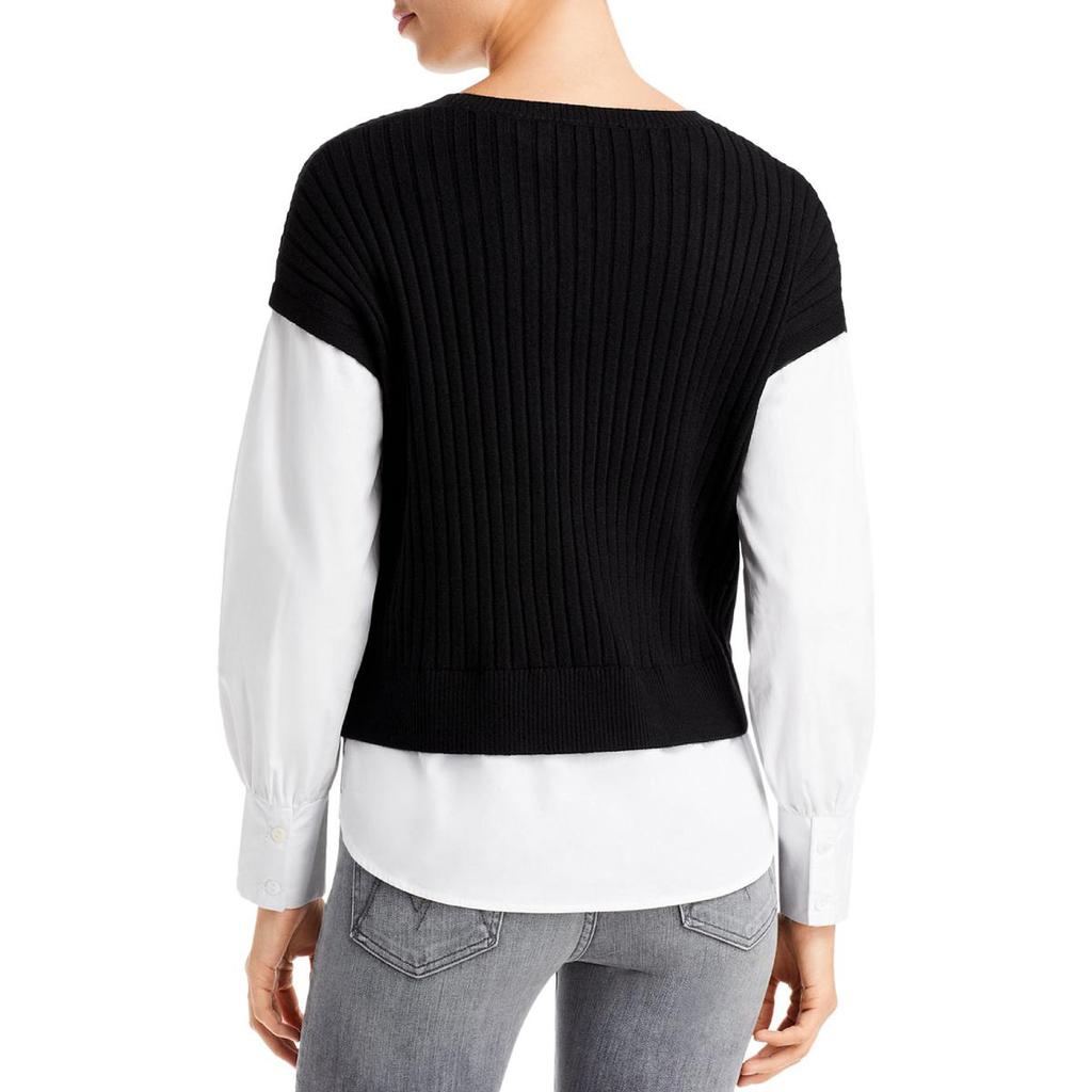 T Tahari Womens Layered Mixed Media Pullover Sweater商品第3张图片规格展示