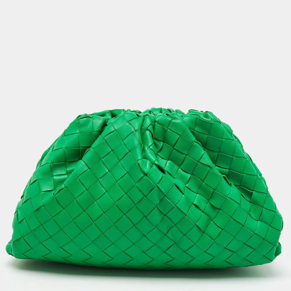 商品[二手商品] Bottega Veneta|Bottega Veneta Green Intrecciato Leather Teen Pouch Clutch,价格¥14203,第4张图片详细描述
