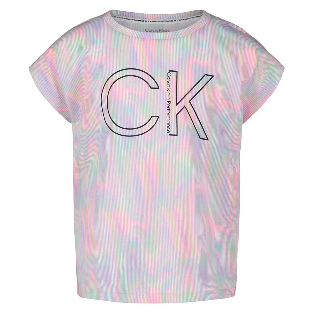 商品Calvin Klein|Big Girls Solar Flare Print T-shirt,价格¥59,第1张图片