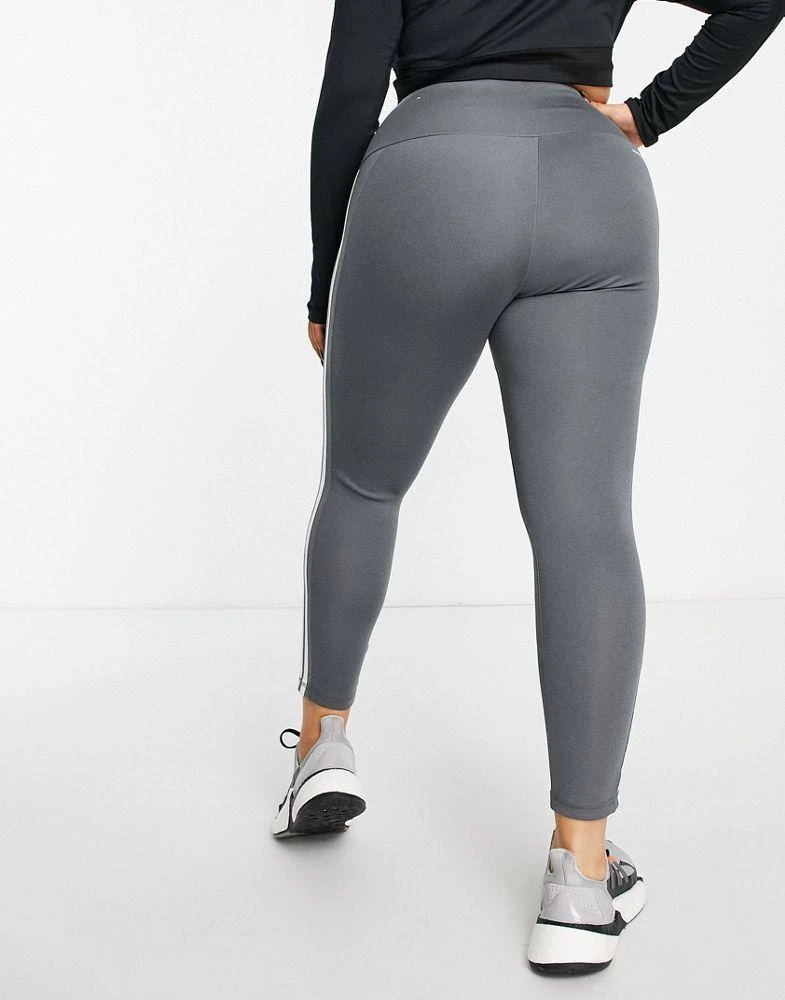 商品Adidas|adidas Training Plus Essential 3 Stripe 7/8 leggings in grey,价格¥197,第4张图片详细描述