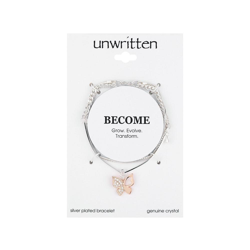 商品Unwritten|Rose Gold Two-Tone Crystal Butterfly Triple Strand Bracelet,价格¥102,第4张图片详细描述