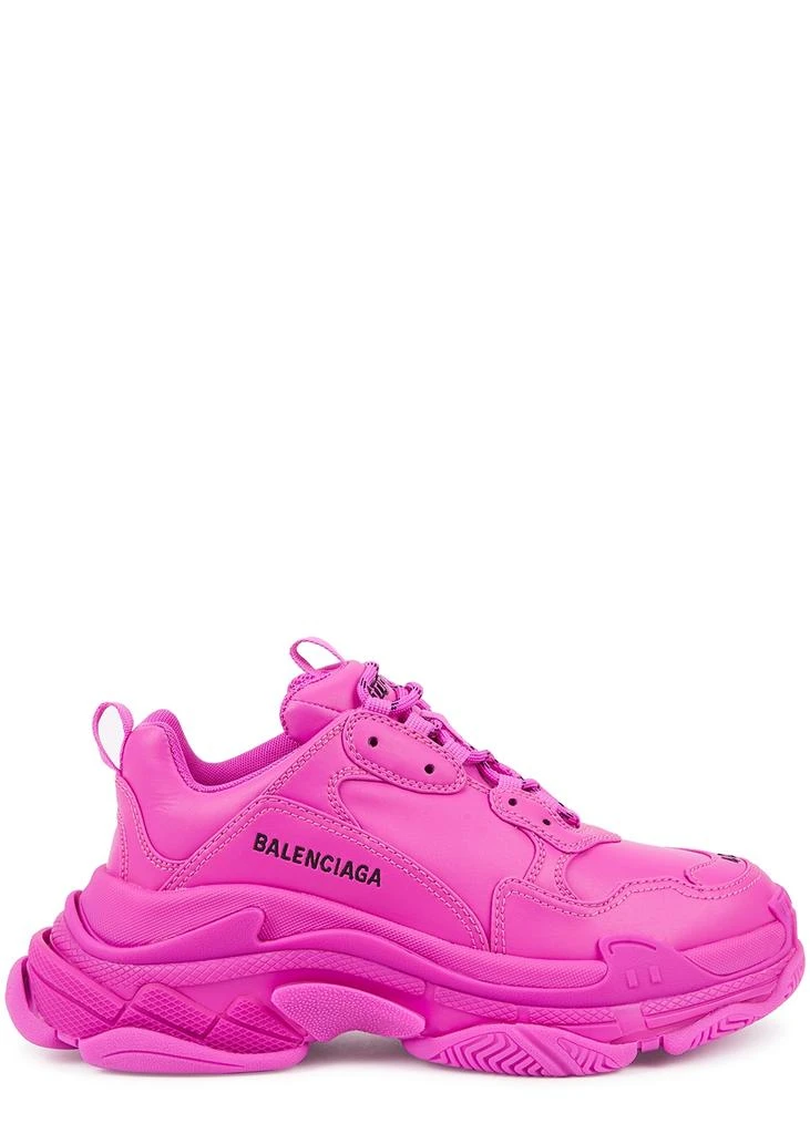 商品Balenciaga|Triple S fuchsia faux leather sneakers,价格¥4053,第1张图片