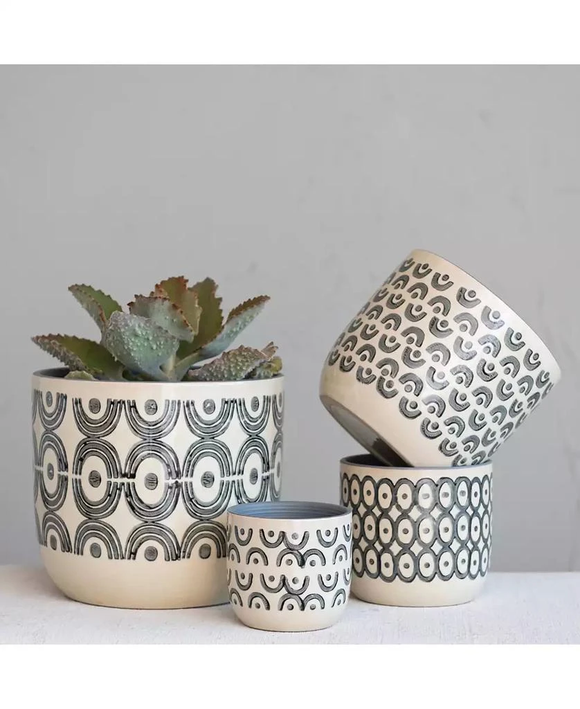 商品Storied Home|Modern Stoneware Planters with Hand-Painted Geometric Designs,价格¥1032,第3张图片详细描述