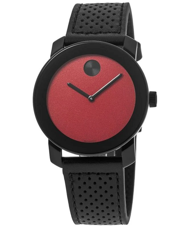 商品Movado|Movado Bold TR90 Red Dial Leather Strap Men's Watch 3600762,价格¥2023,第1张图片